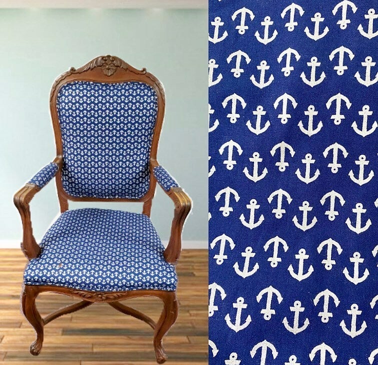  Anchor Upholstery Fabric for Chairs Couch, Nautical